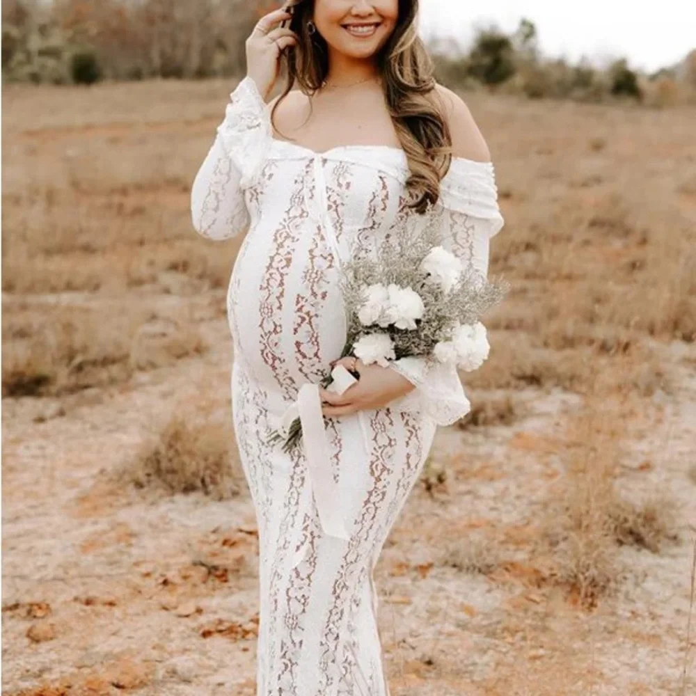 Rosie Off the shoulder Lace Maternity Dress - Picture 3 of 3